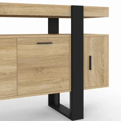 Buffet 140 cm PHOENIX 4 portes bois et noir