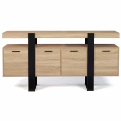 Buffet 160 cm PHOENIX XXL 4 portes bois et noir