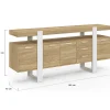 Buffet 180 cm PHOENIX XXL 4 portes avec 3 tiroirs bois et blanc