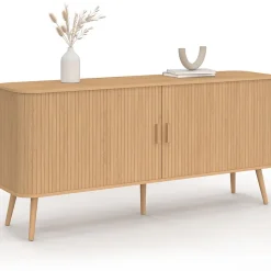 Buffet 160 cm ROMIE XXL effet lattes 2 portes coulissantes