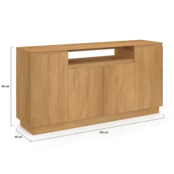 Buffet 160 cm SERENA 4 portes avec niche centrale effet bois