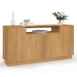 Buffet 160 cm SERENA 4 portes avec niche centrale effet bois
