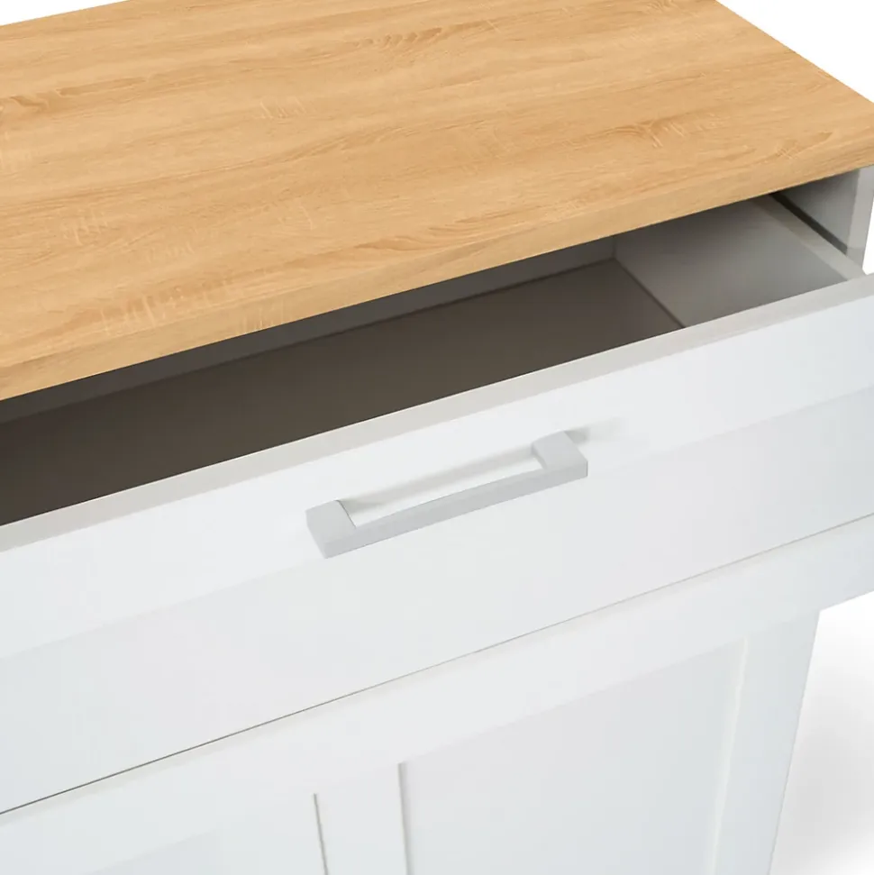 Buffet 100 cm VITO 3 portes et 1 tiroir blanc et plateau bois