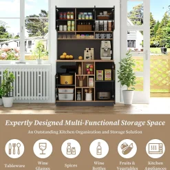 Buffet - Meuble d'Entrée Avec Tiroirs Et Portes, Étagères Réglables Et Niches Ouvertes, MDF - Gris Noir