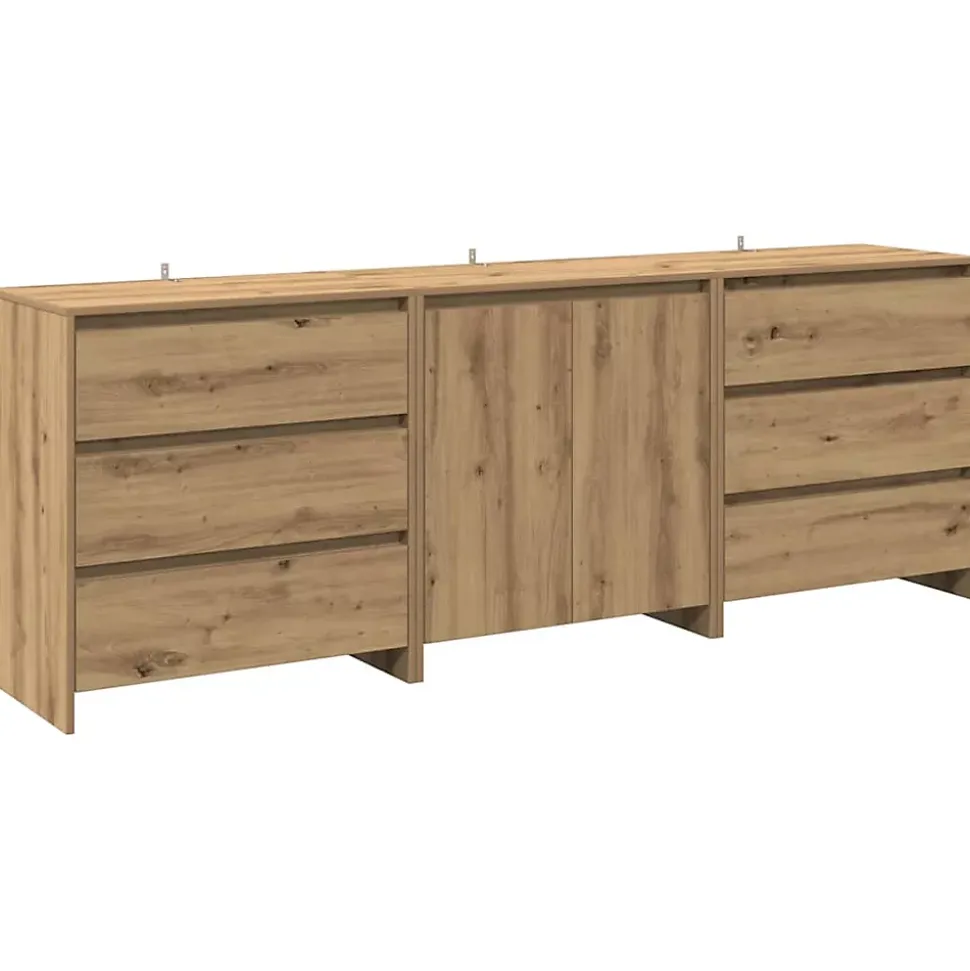 Buffet 3 pcs chêne artisanal bois d'ingénierie vidaXL