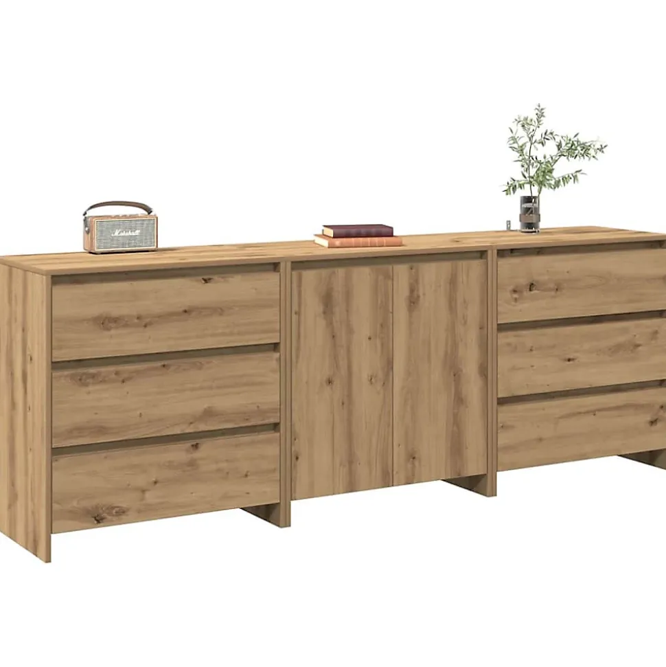 Buffet 3 pcs chêne artisanal bois d'ingénierie vidaXL