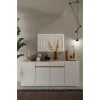 Buffet 4 portes 1 tiroir collection FANZY. Coloris blanc laqué & chene Cadiz