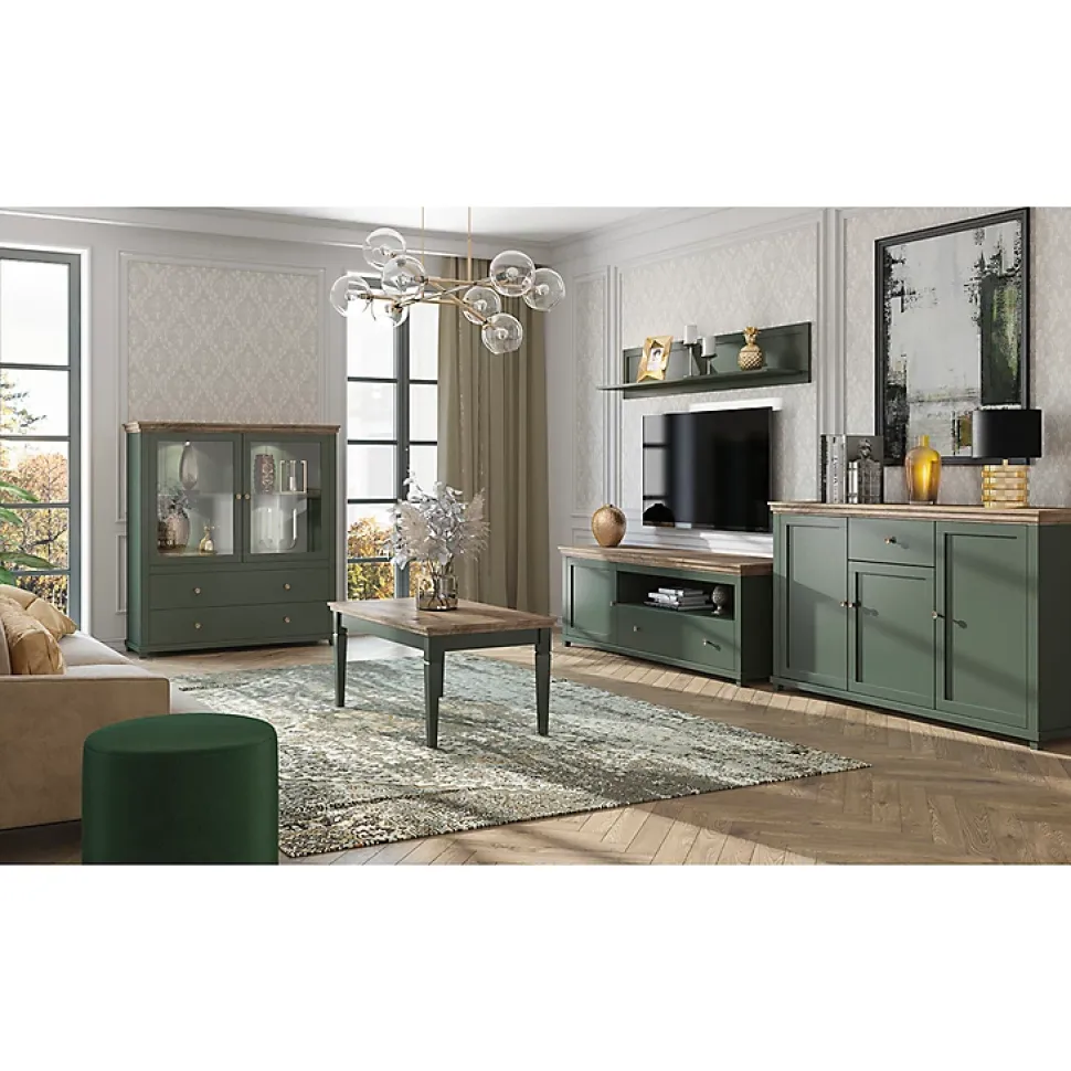 Buffet 3 portes 1 tiroir Martin Vert et Bois