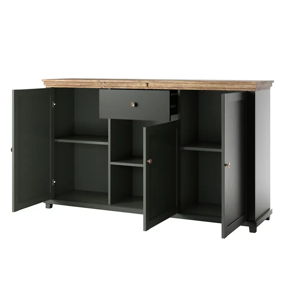 Buffet 3 portes 1 tiroir Martin Vert et Bois