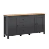 Buffet 3 portes 3 tiroirs Duck Gris anthracite et Bois