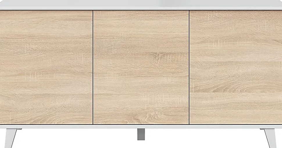 Buffet 3 portes 154 x 41 x 75 cm chêne canadian-blanc brillant