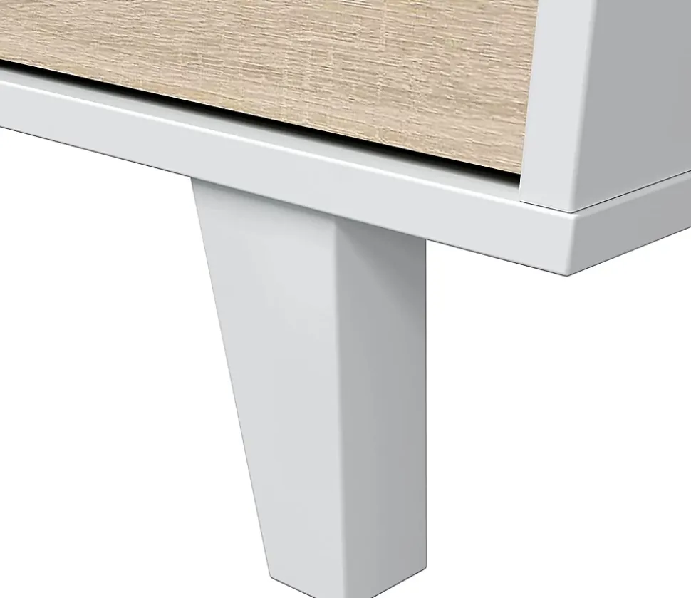 Buffet 3 portes 154 x 41 x 75 cm chêne canadian-blanc brillant