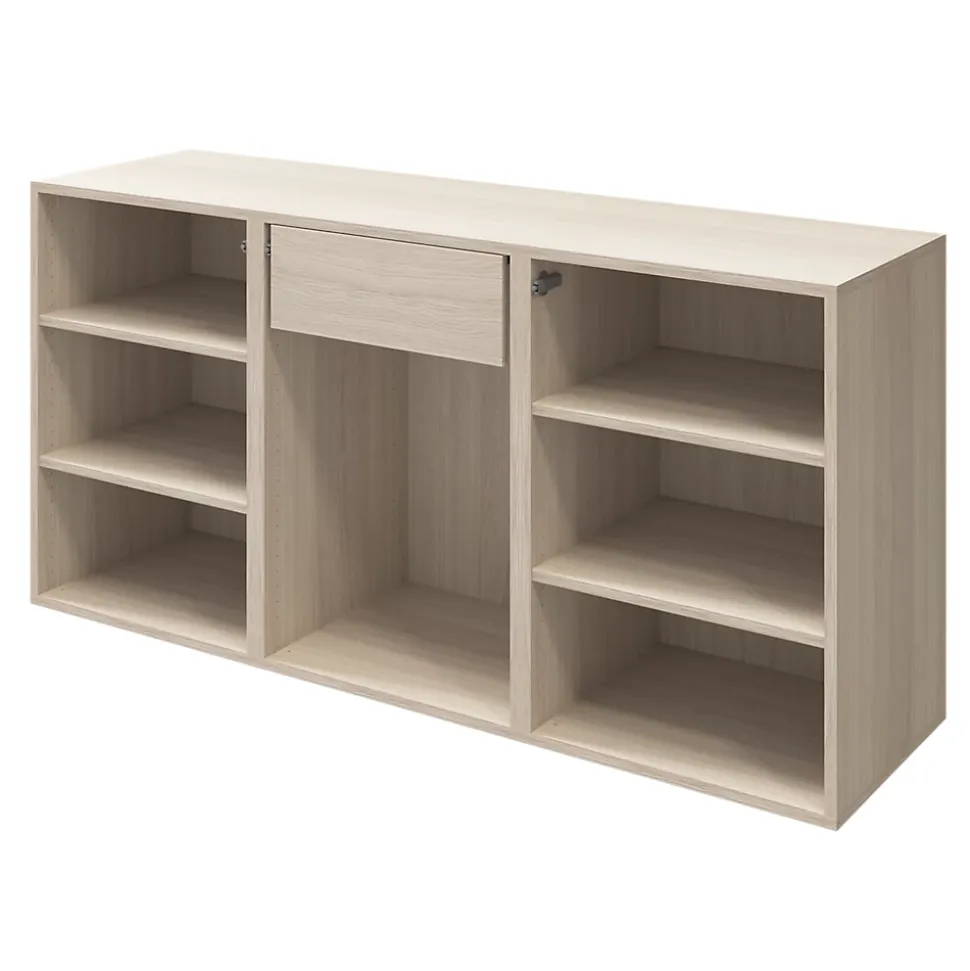 Buffet 3 portes effet chêne GoodHome Atomia H. 75 x L. 150 x P. 47 cm