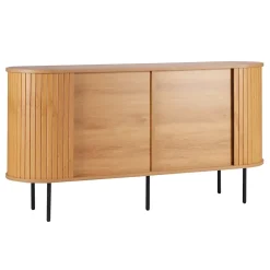 Buffet 2 portes en mélaminé et acier 140 cm beige Oviala