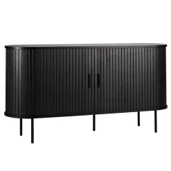 Buffet 2 portes en mélaminé et acier 140 cm noir Oviala