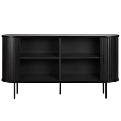 Buffet 2 portes en mélaminé et acier 140 cm noir Oviala