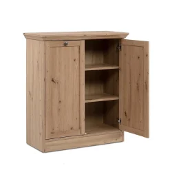 Buffet 2 portes et 2 tablettes avec poignées boutons en métal L80 cm - TIMBER