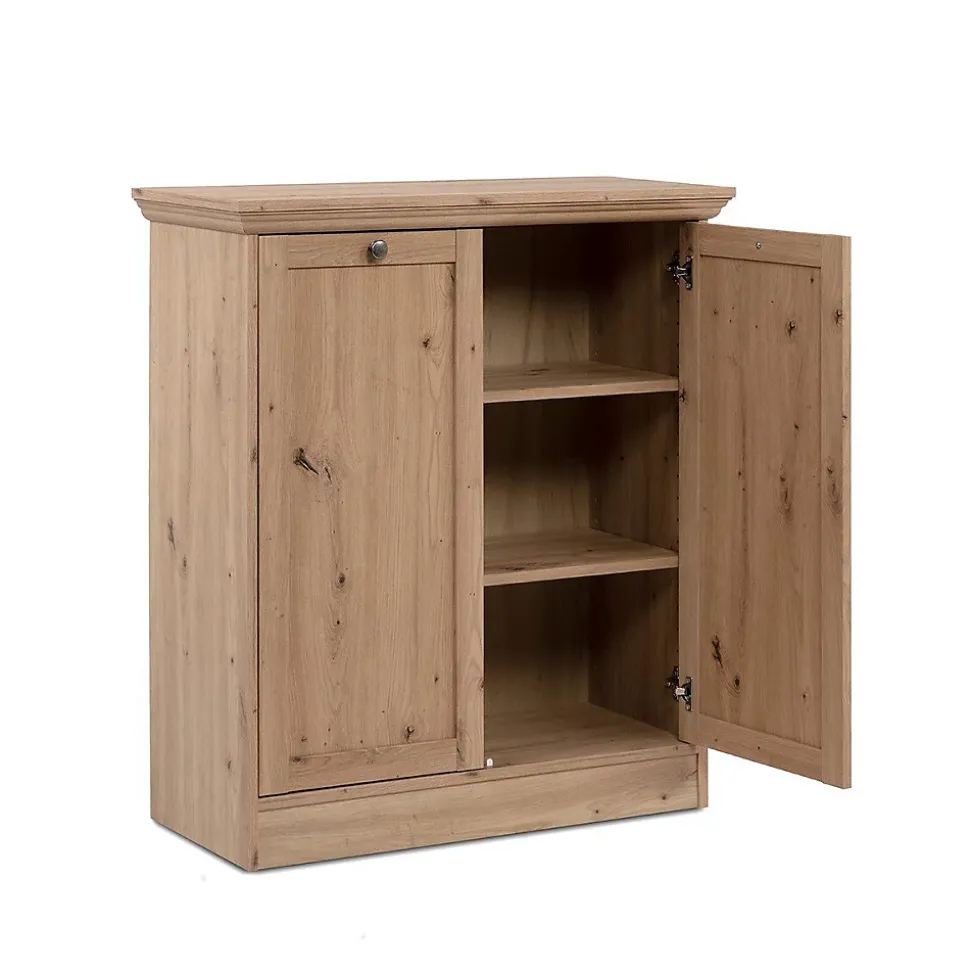 Buffet 2 portes et 2 tablettes avec poignées boutons en métal L80 cm - TIMBER