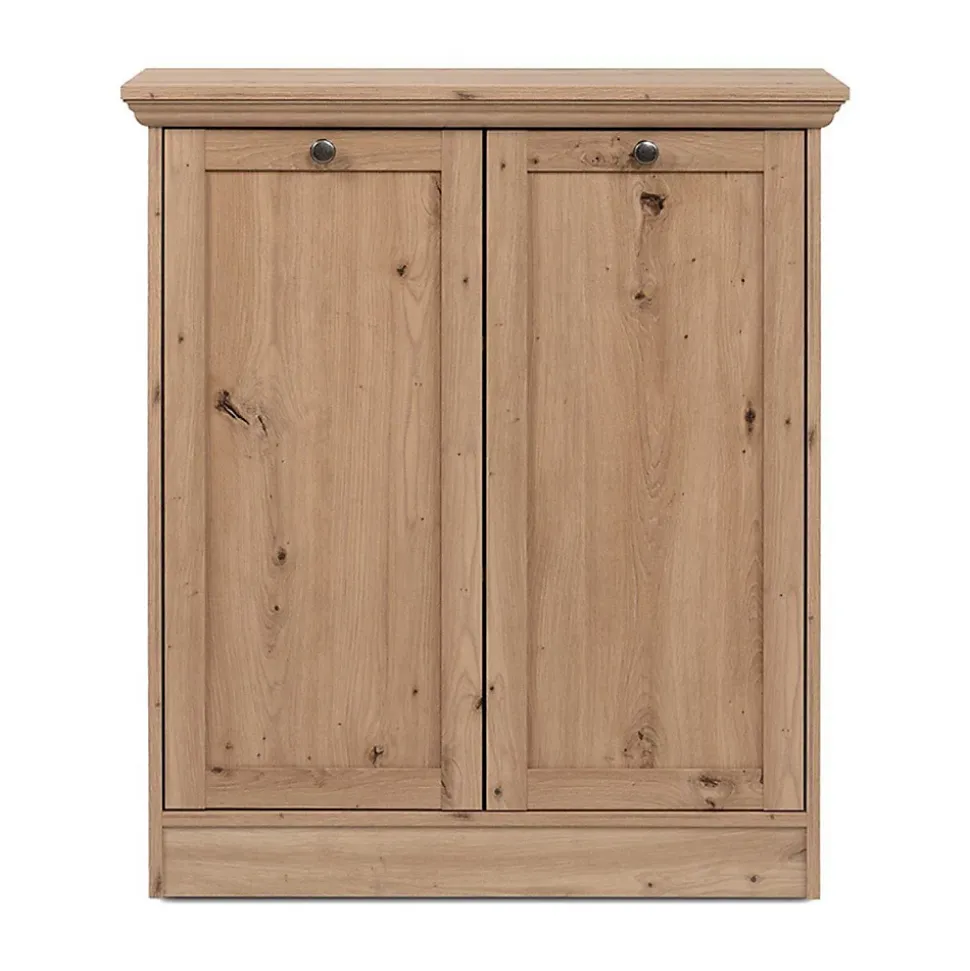Buffet 2 portes et 2 tablettes avec poignées boutons en métal L80 cm - TIMBER