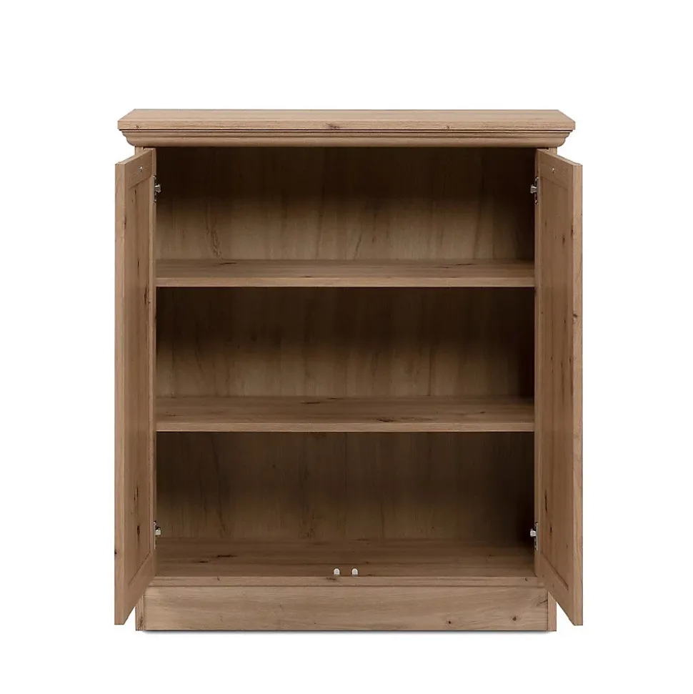 Buffet 2 portes et 2 tablettes avec poignées boutons en métal L80 cm - TIMBER