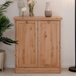 Buffet 2 portes et 2 tablettes avec poignées boutons en métal L80 cm - TIMBER