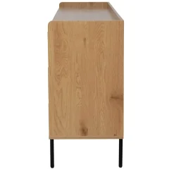 Buffet 2 portes et 3 tiroirs en acier et MDF décor mélaminé beige Oviala