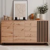 Buffet 3 portes et 4 tiroirs décor chêne artisan L160 cm - LUBLIN