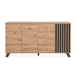 Buffet 3 portes et 4 tiroirs décor chêne artisan L160 cm - LUBLIN