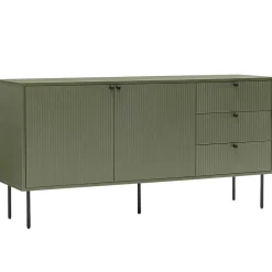 Buffet 2 portes et 3 tiroirs décor mélaminé 150 cm vert olive Oviala