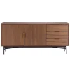 Buffet 2 portes et 3 tiroirs en mélaminé et acier 160 cm marron Oviala