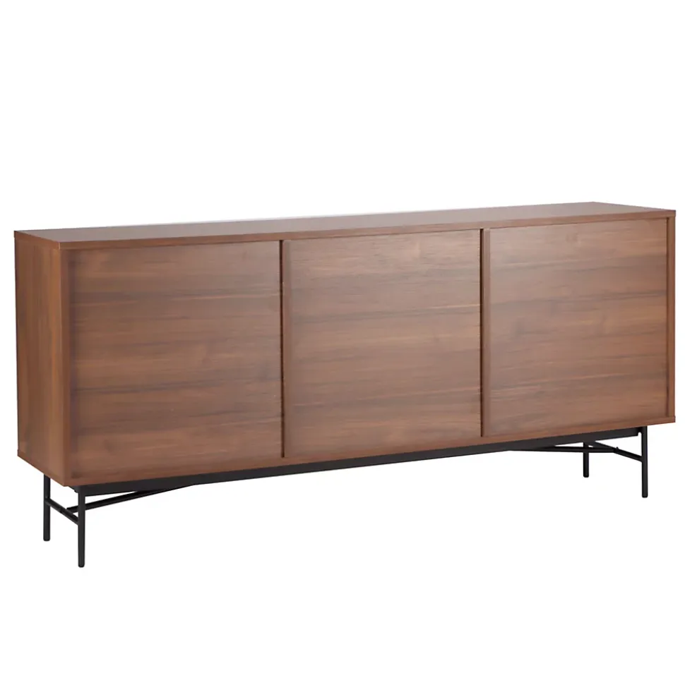 Buffet 2 portes et 3 tiroirs en mélaminé et acier 160 cm marron Oviala