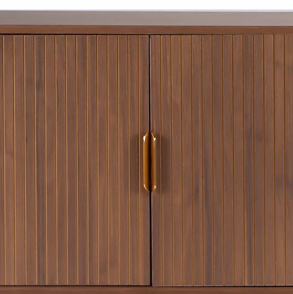 Buffet 2 portes et 3 tiroirs en mélaminé et acier 160 cm marron Oviala