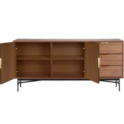 Buffet 2 portes et 3 tiroirs en mélaminé et acier 160 cm marron Oviala