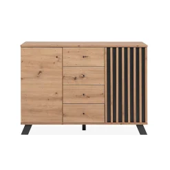 Buffet 2 portes et 4 tiroirs décor chêne artisan L118 cm - LUBLIN