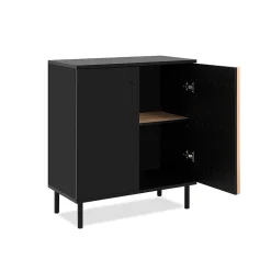 Buffet 2 Portes Noir et Bois L80 cm - MONZA