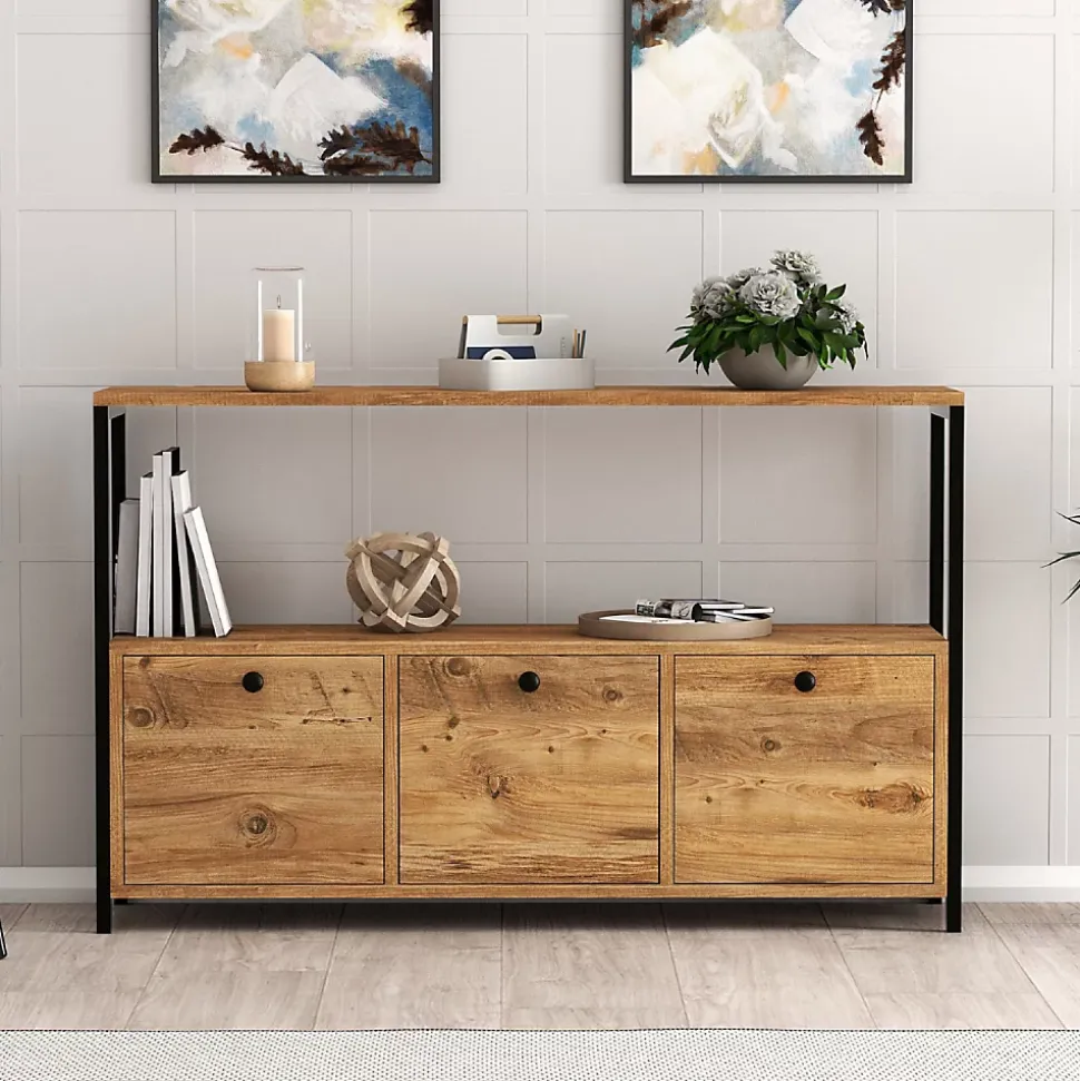 Buffet 3 portes style industriel bois-noir - DRAGOR