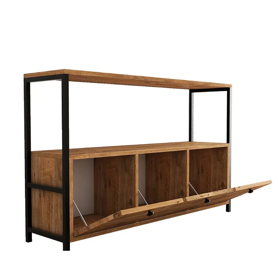 Buffet 3 portes style industriel bois-noir - DRAGOR