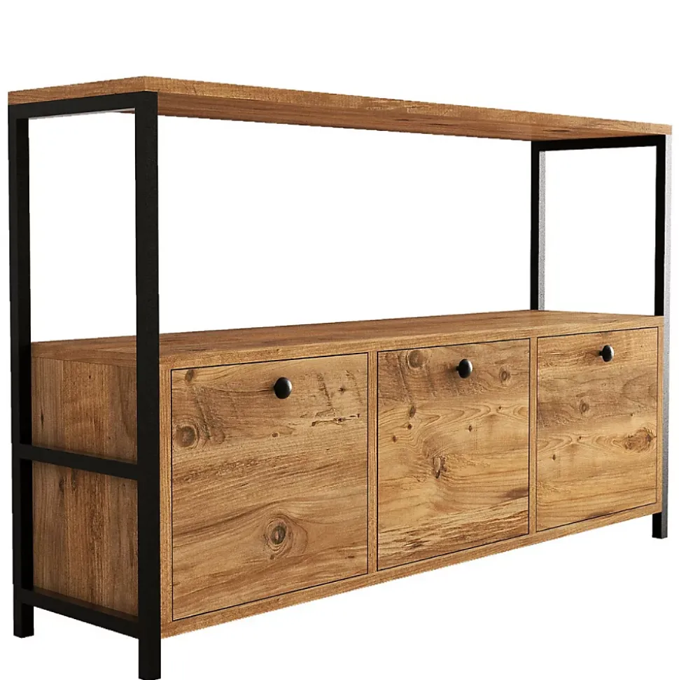 Buffet 3 portes style industriel bois-noir - DRAGOR