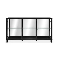Buffet 3 portes vitrées et 3 étagères en verre L160cm - ALBI