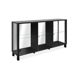 Buffet 3 portes vitrées et 3 étagères en verre L160cm - ALBI