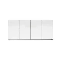 Buffet Amacord, Buffet du salon, Commode de salon, Garde-manger de cuisine, Made in Italy, 180x38h79 cm, Blanc brillant