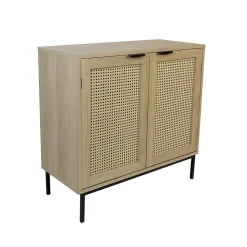 Buffet avec 2 portes cannage en bois naturel 80 x 35 x 75,5 cm