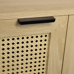 Buffet avec 2 portes cannage en bois naturel 80 x 35 x 75,5 cm