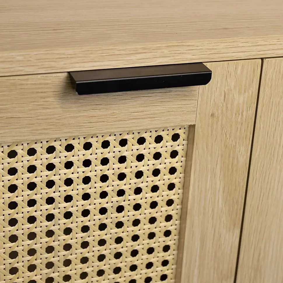Buffet avec 2 portes cannage en bois naturel 80 x 35 x 75,5 cm