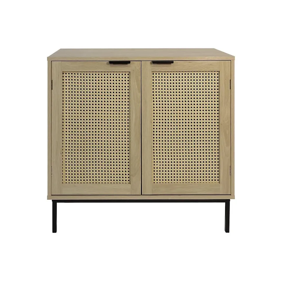 Buffet avec 2 portes cannage en bois naturel 80 x 35 x 75,5 cm