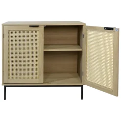 Buffet avec 2 portes cannage en bois naturel 80 x 35 x 75,5 cm