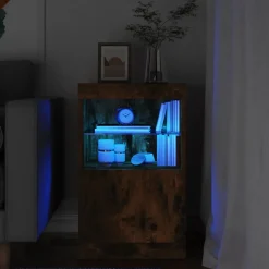 Buffet avec lumières LED chêne fumé 41x37x67 cm vidaXL
