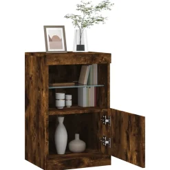 Buffet avec lumières LED chêne fumé 41x37x67 cm vidaXL