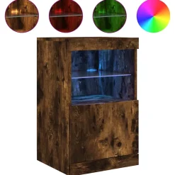 Buffet avec lumières LED chêne fumé 41x37x67 cm vidaXL