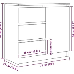 Buffet avec tiroir blanc 71x35x65 cm bois d'ingénierie vidaXL